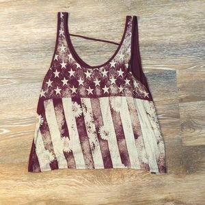 Charlotte Russe American Flag Purple Crop Tank